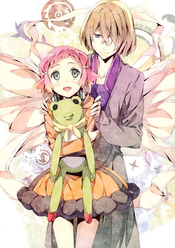 Anime girls with frog plush