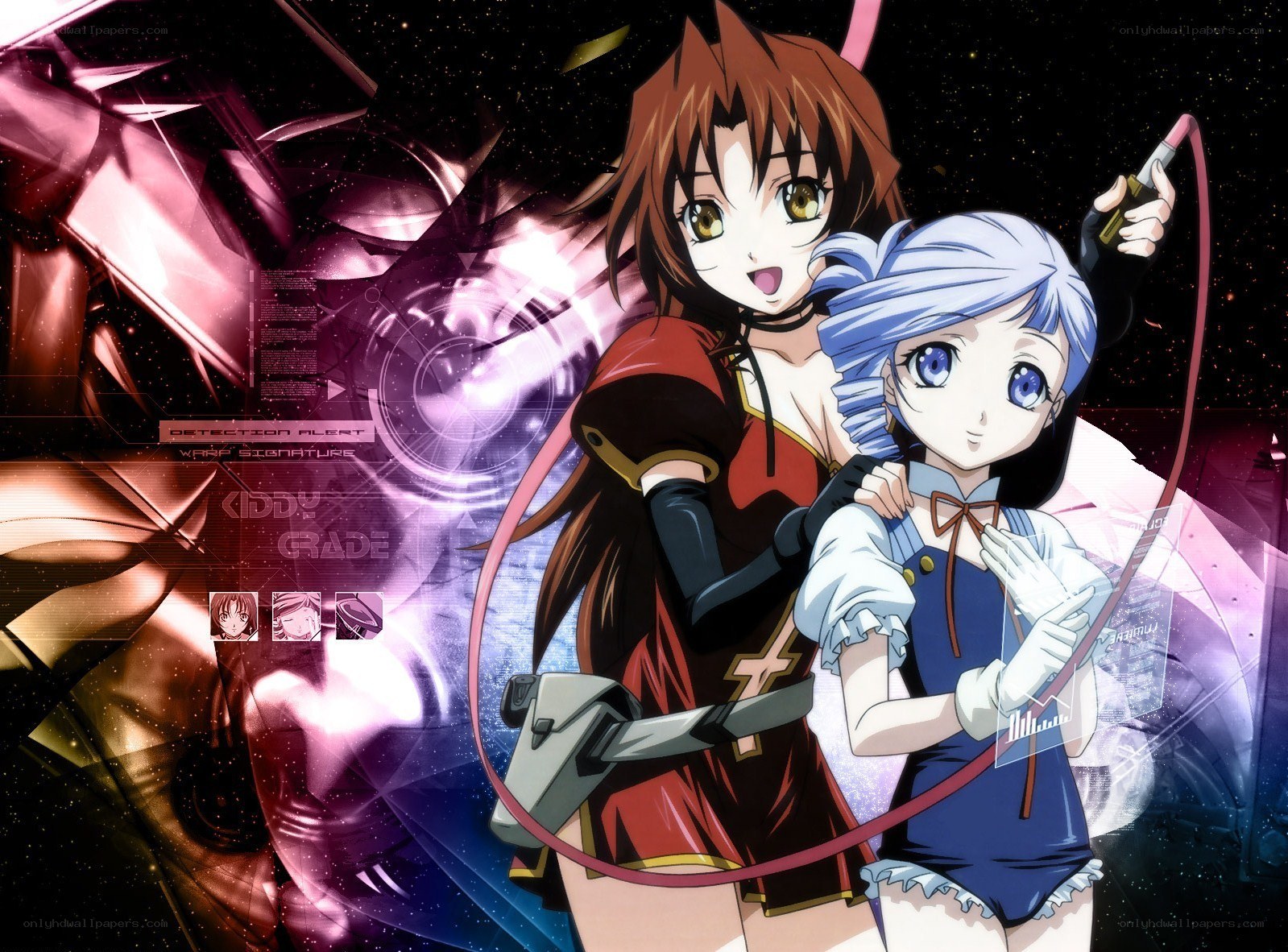 Anime girls with futuristic background