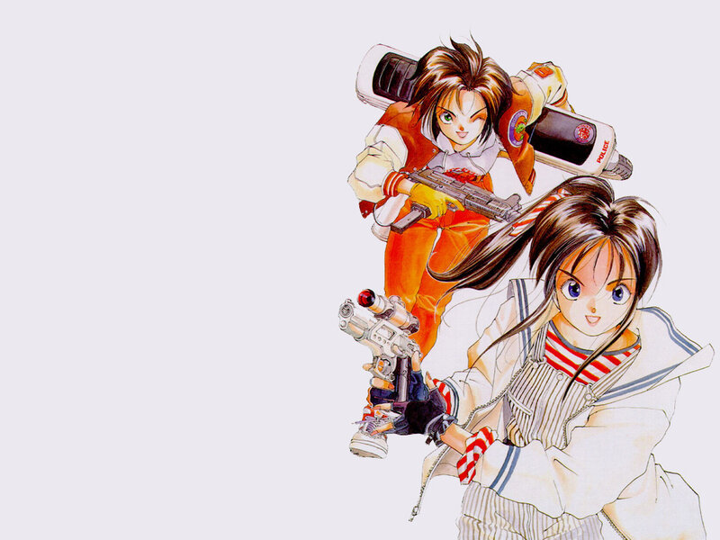 anime girls with futuristic weapons