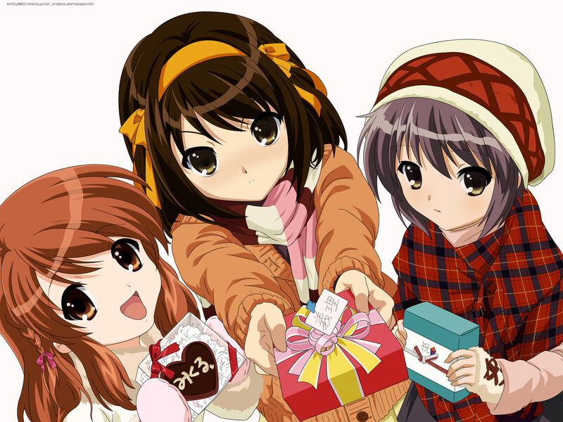 anime girls with gifts