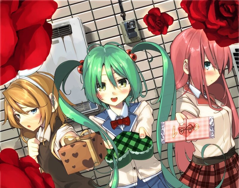Anime girls with gifts