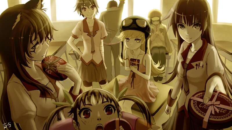 anime girls with gifts