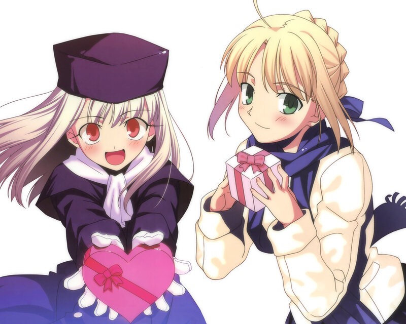 anime girls with gifts