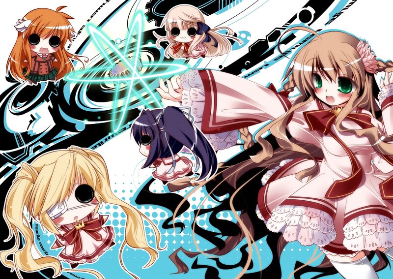 anime girls with glowing effects