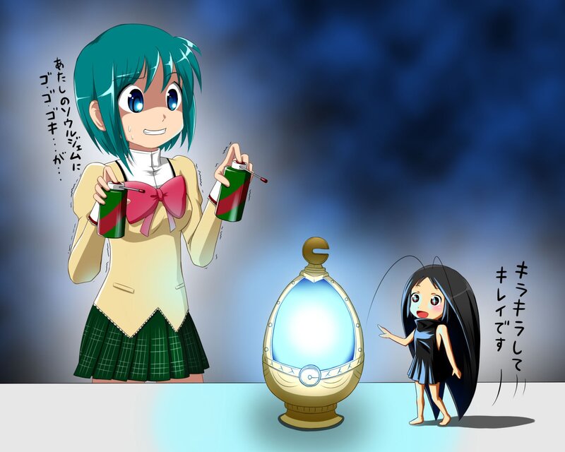 Anime girls with glowing egg