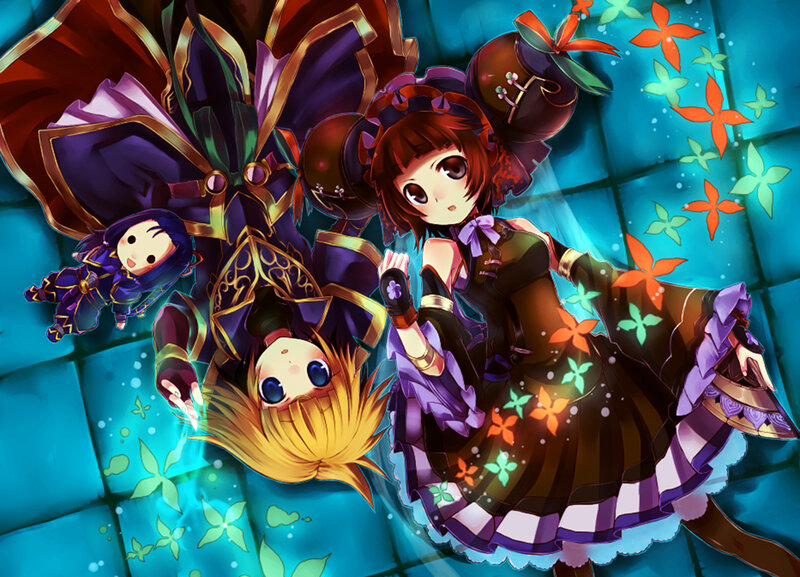 Anime girls with glowing flowers