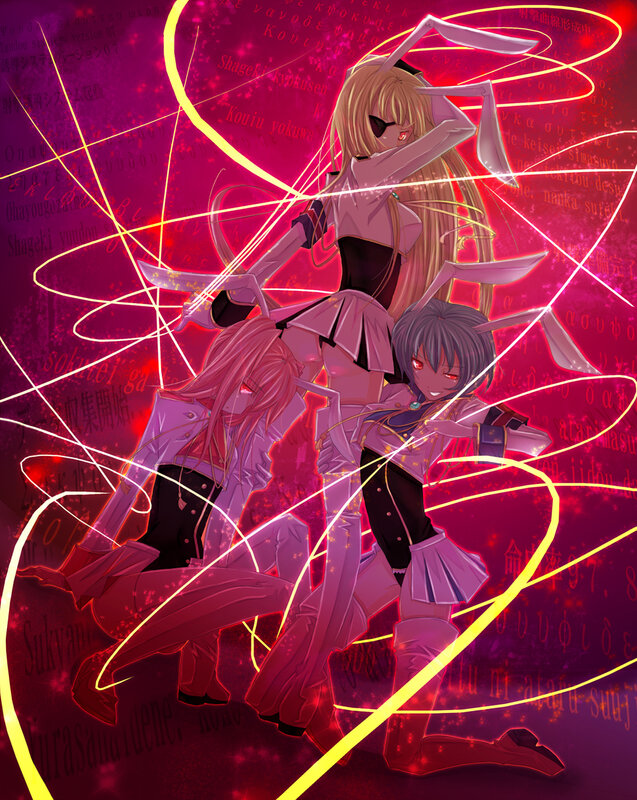 Anime girls with glowing lines