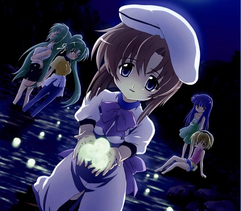 anime girls with glowing orbs