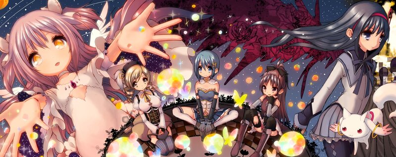 anime girls with glowing orbs