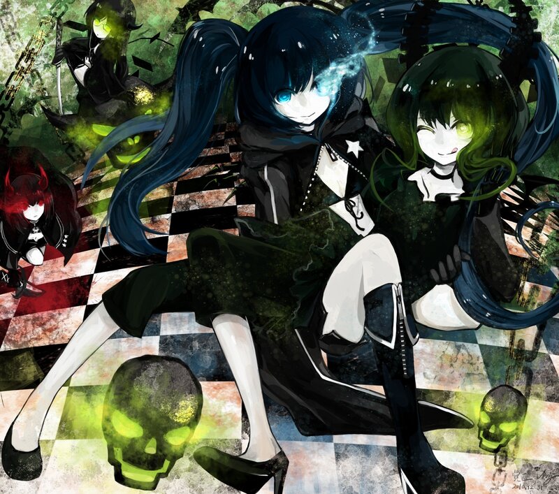 Anime girls with glowing skulls