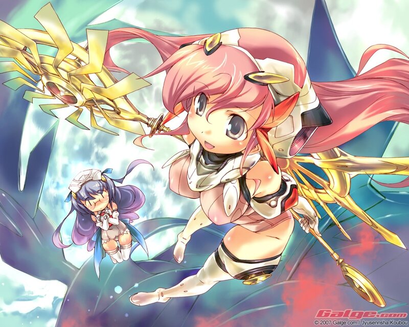 Anime girls with golden weapons