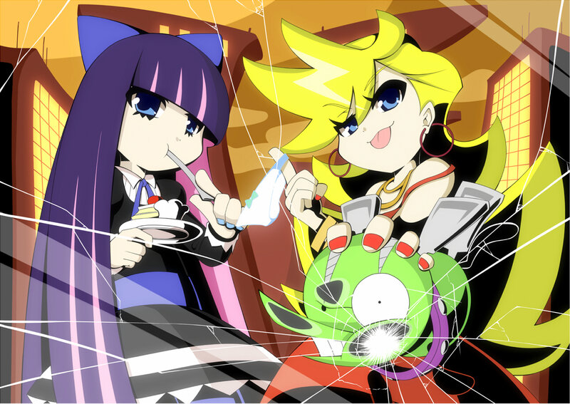 anime girls with green creature