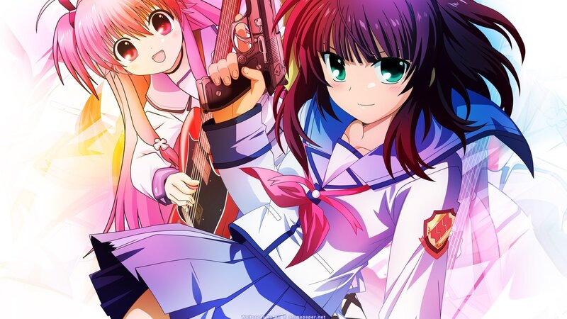 Anime girls with guitar and gun