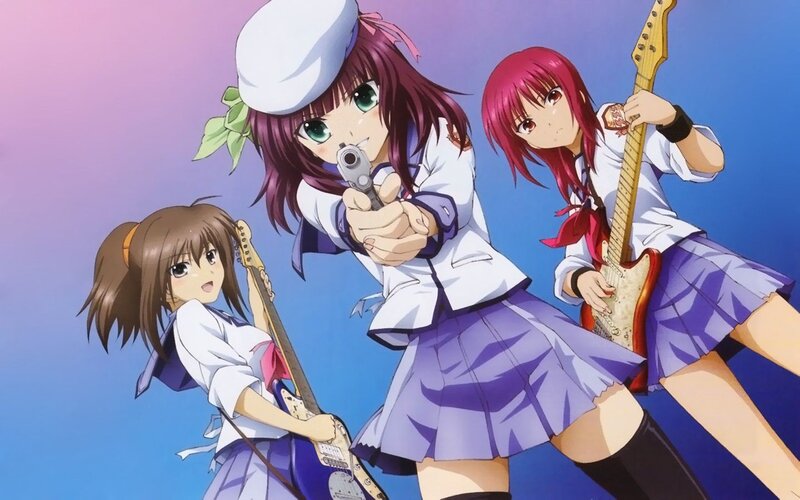 Anime girls with guitars and gun