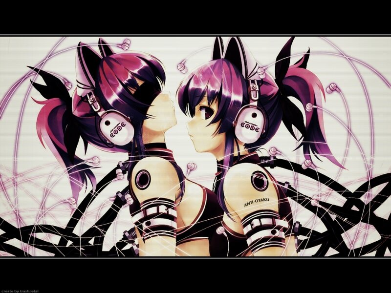 anime girls with headphones