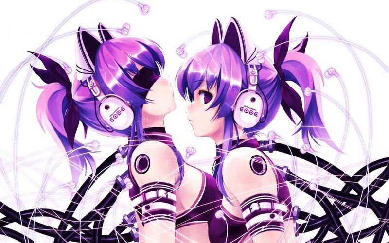 anime girls with headphones