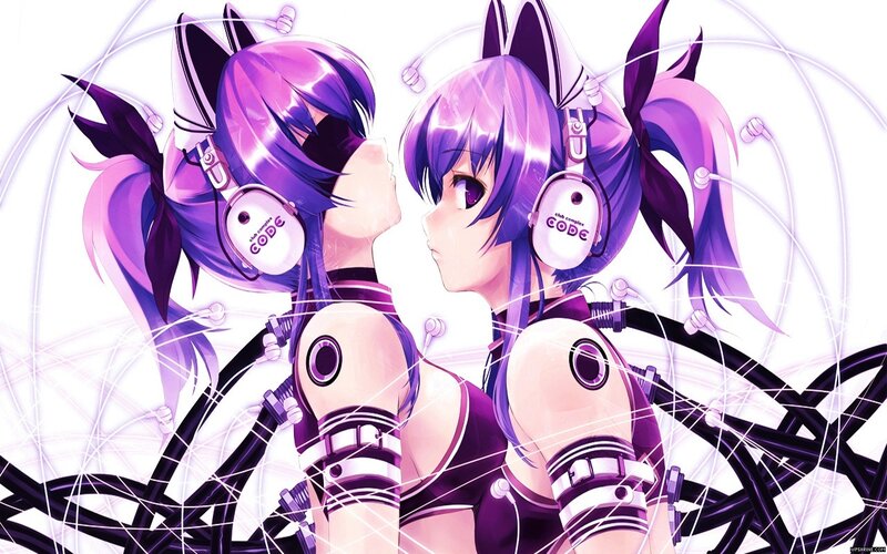 anime girls with headphones