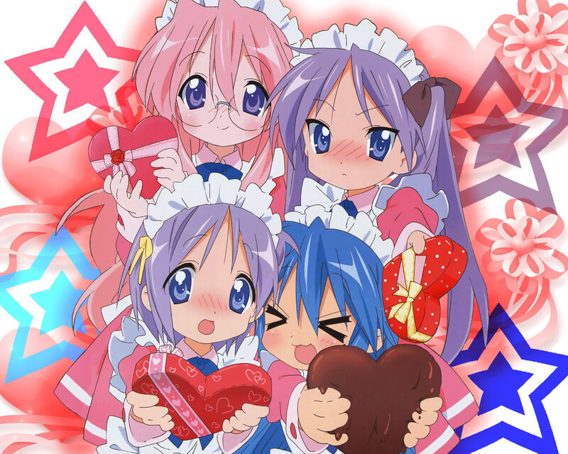 anime girls with heart gifts