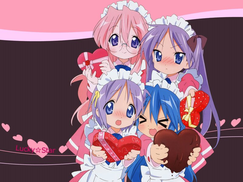 anime girls with heart gifts