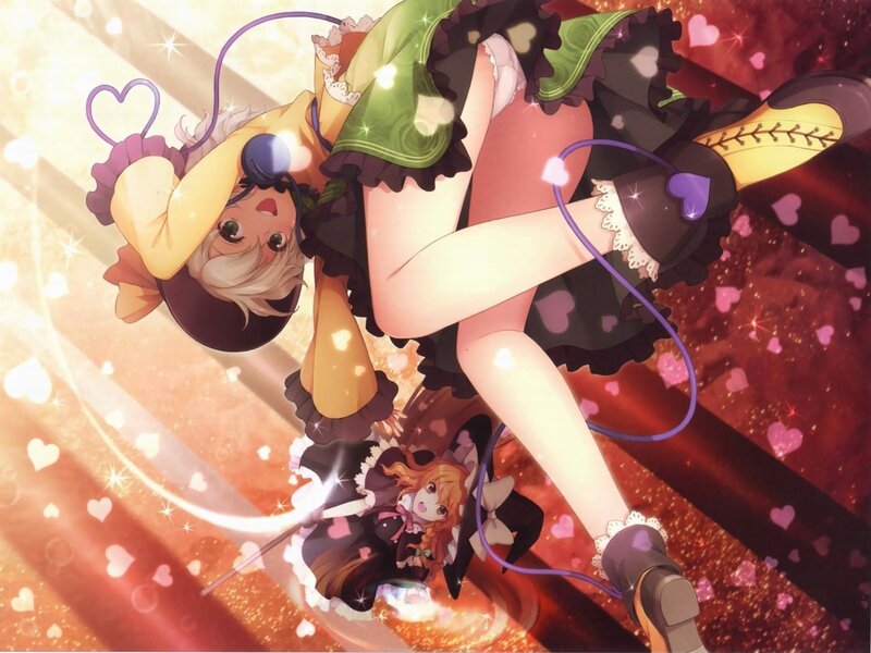 Anime girls with hearts and sparkles