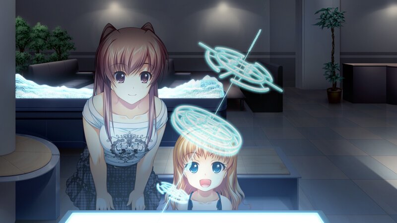 anime girls with holograms