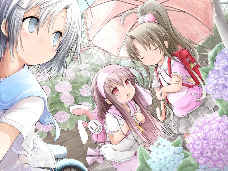 Anime girls with hydrangeas