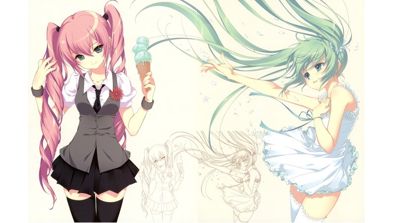 Anime girls with ice cream