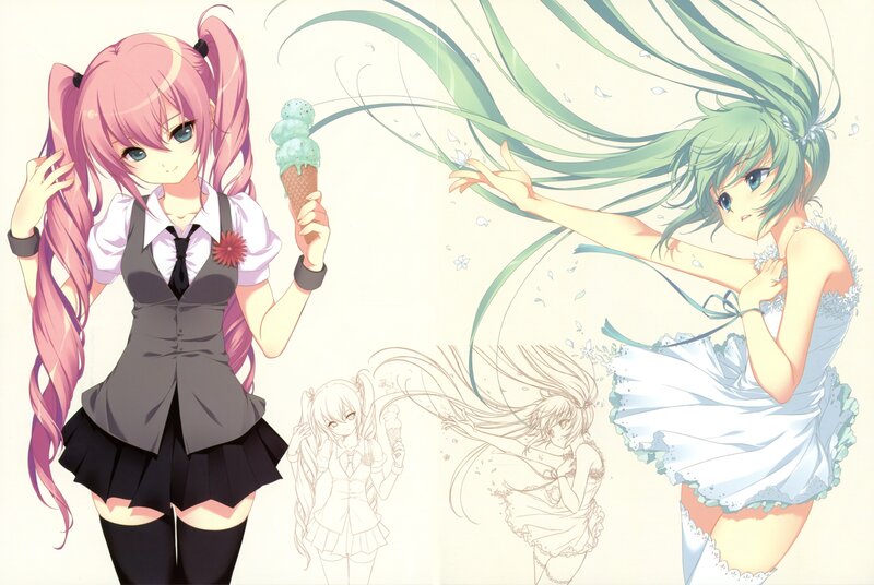 Anime girls with ice cream