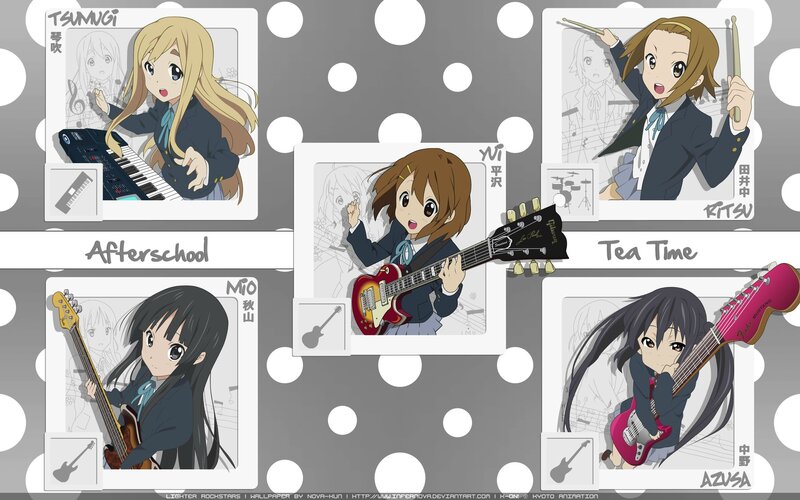 Anime Girls with Instruments — Gray
