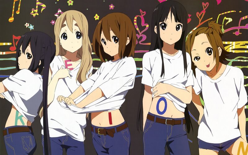 anime girls with letters on shirts