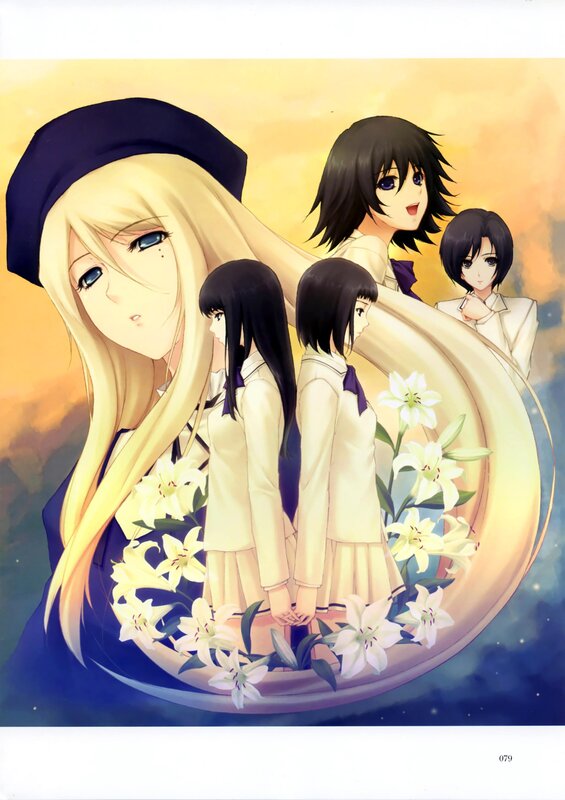 Anime girls with lilies