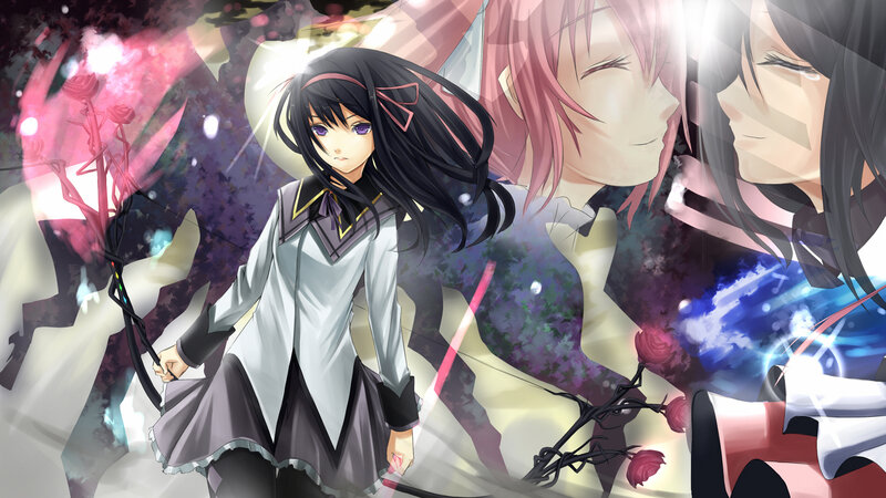 anime girls with magical roses