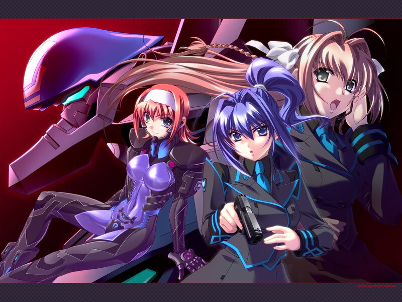 Anime girls with mecha and gun