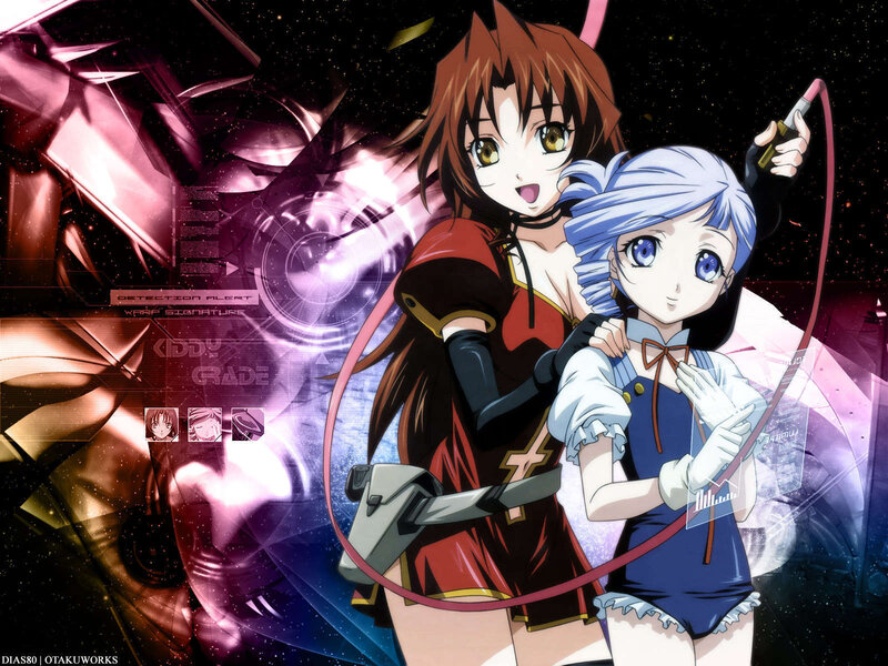 Anime girls with mecha background