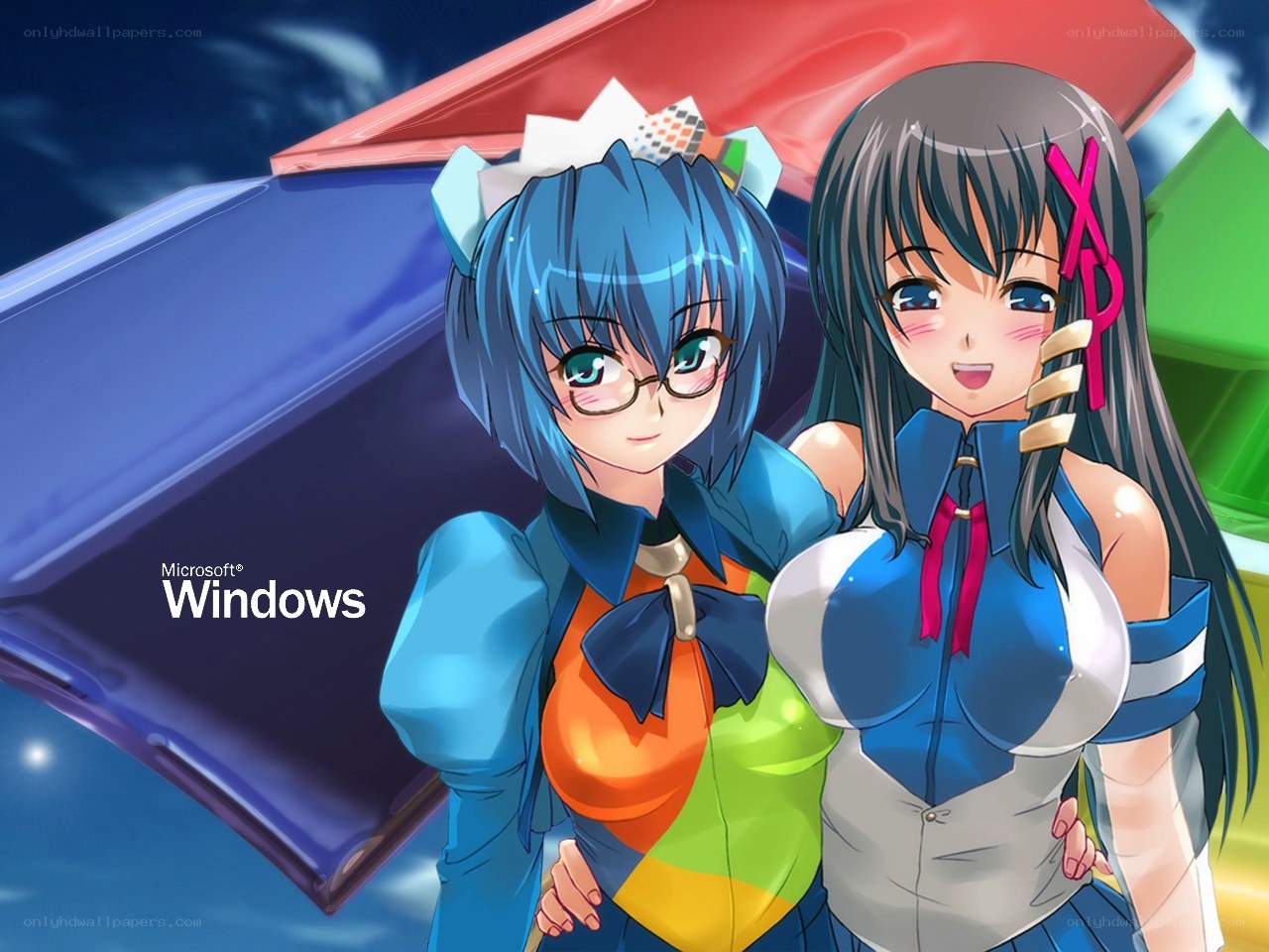 Anime girls with Microsoft Windows