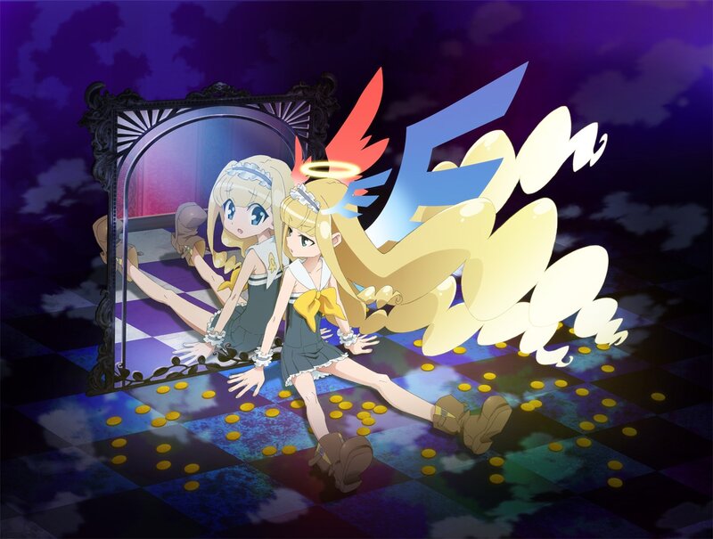 anime girls with mirror and wings