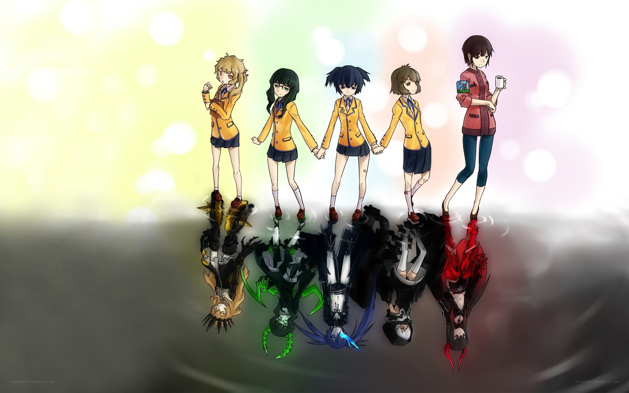 anime girls with monster reflections