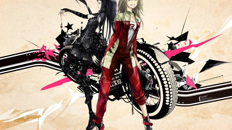 Anime girls with motorcycle