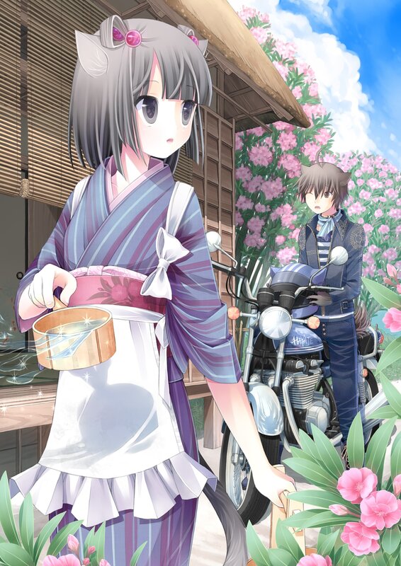 Anime girls with motorcycle