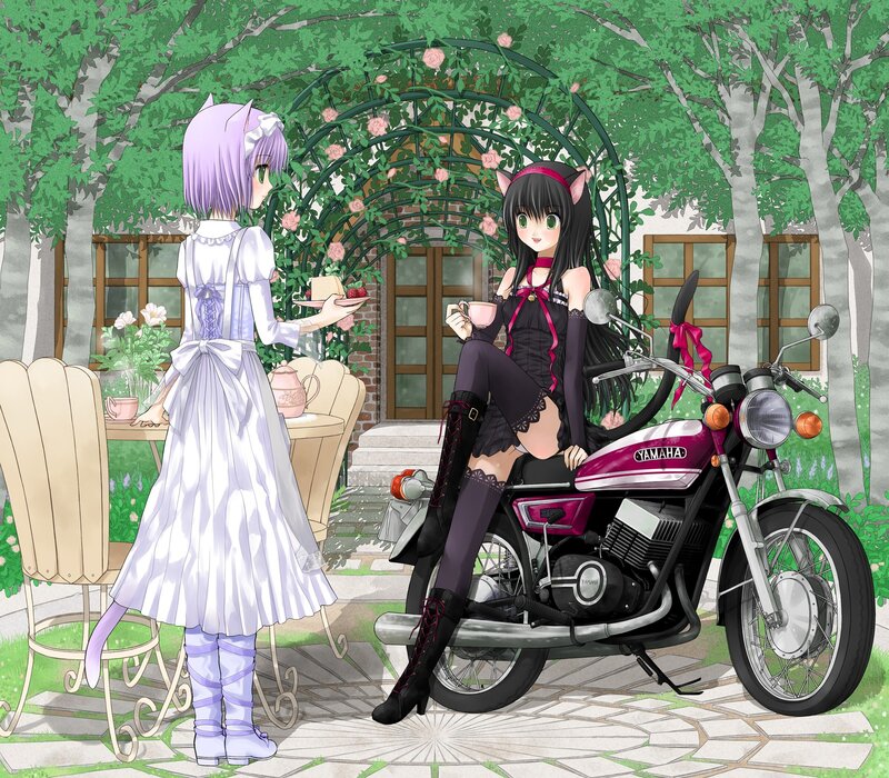 Anime girls with motorcycle