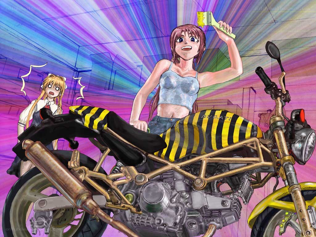 Anime girls with motorcycle