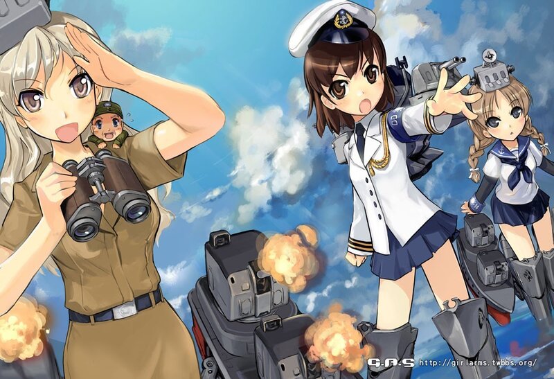 Anime girls with naval ships
