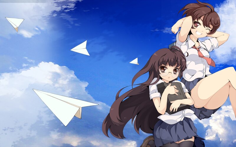 Anime girls with paper planes