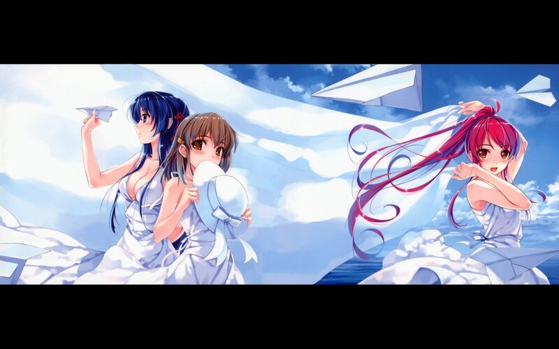 anime girls with paper planes