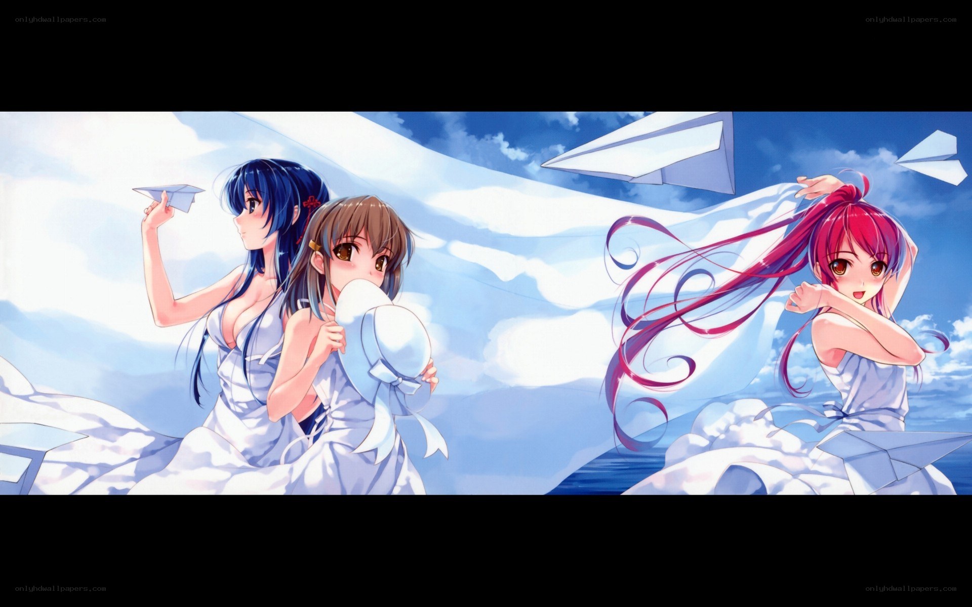 anime girls with paper planes
