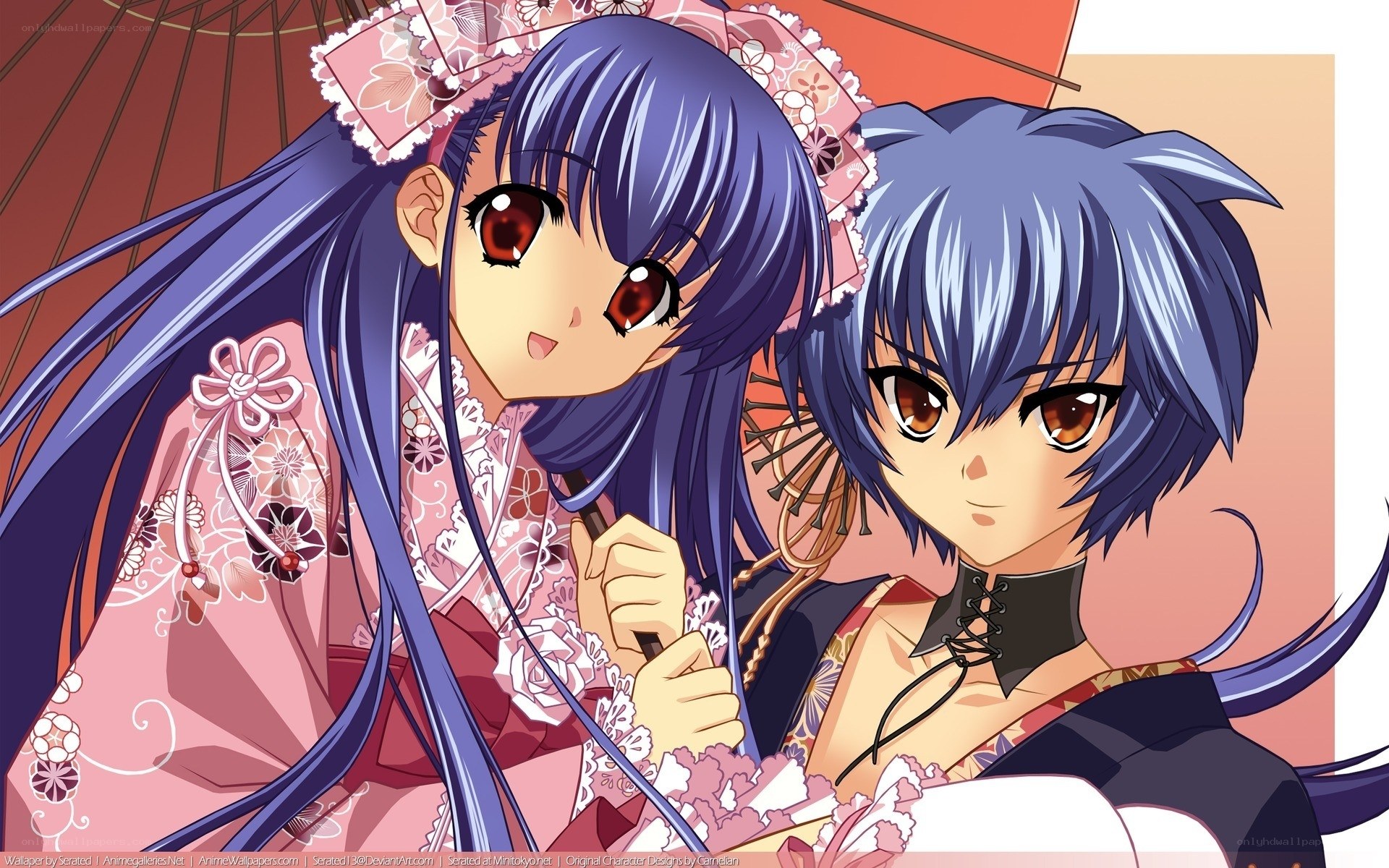 anime girls with parasols