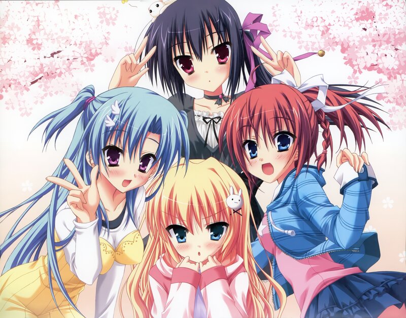 anime girls with peace signs