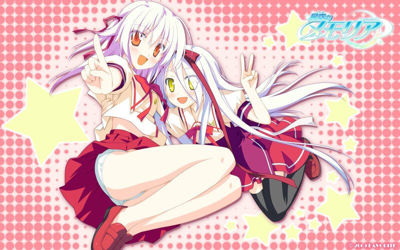 Anime girls with peace signs