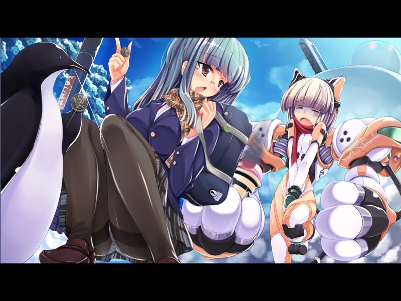 Anime girls with penguin and robot