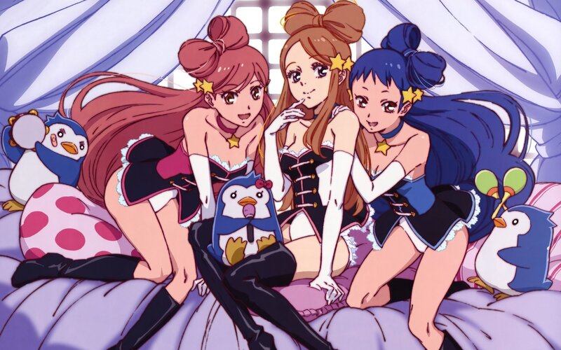anime girls with penguins